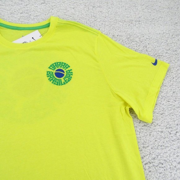 Nike Brazil Voice Graphic T-Shirt Mens Size Large Dynamic Yellow NEW - Picture 4 of 10